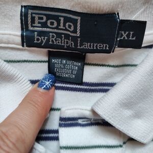 Polo by Ralph Lauren White Shirt with Green and Blue Stripes